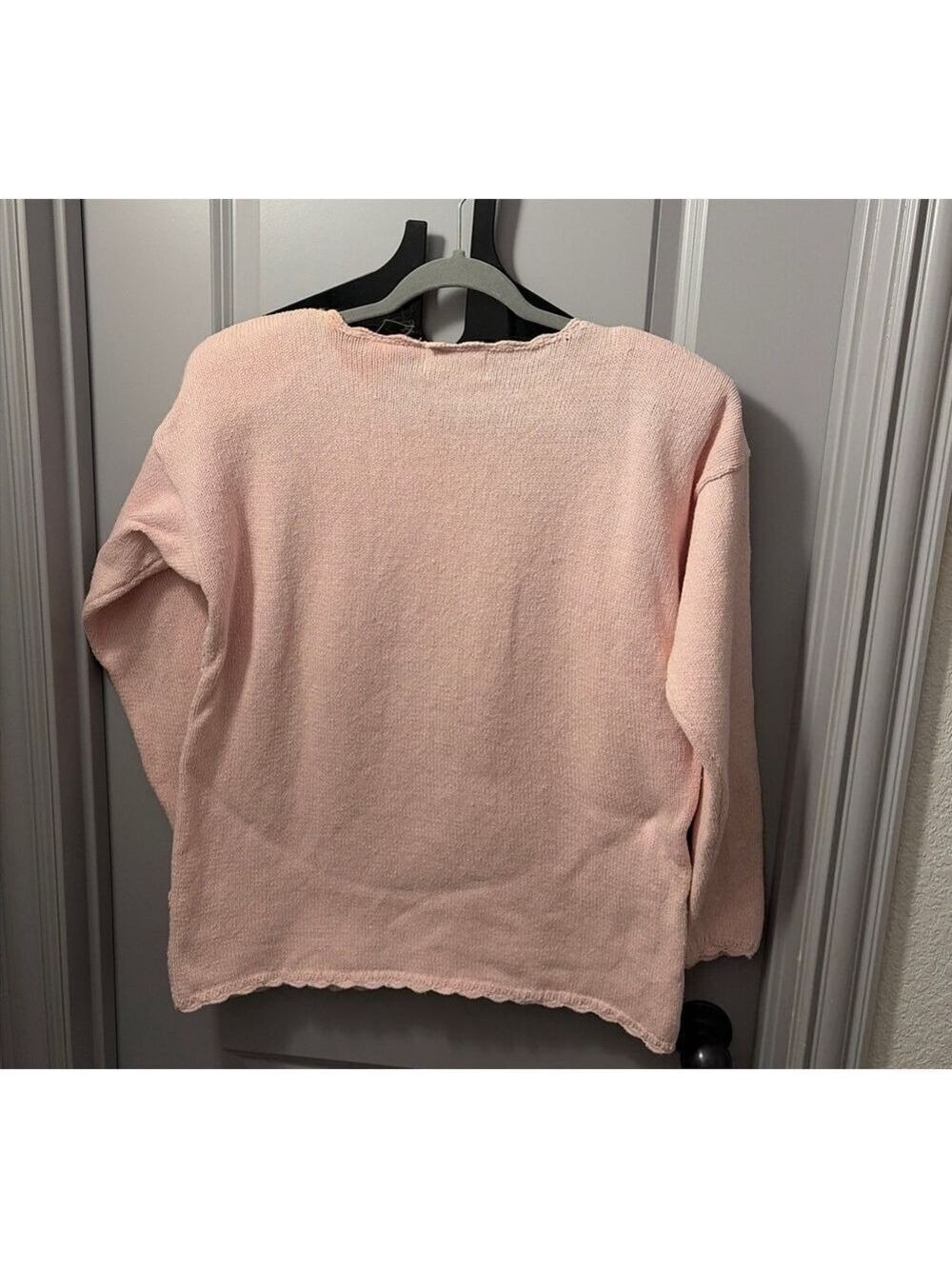 Women's Dana Scott Pink Crochet Crew Neck Sweater M - Picture 3 of 3